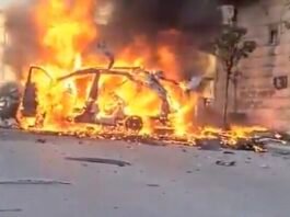 Video footage from the Lebanese town of Nabatieh, located approximately 11 kilometres from Israel's northern border, captured the aftermath of the strike, showing a car engulfed in flames