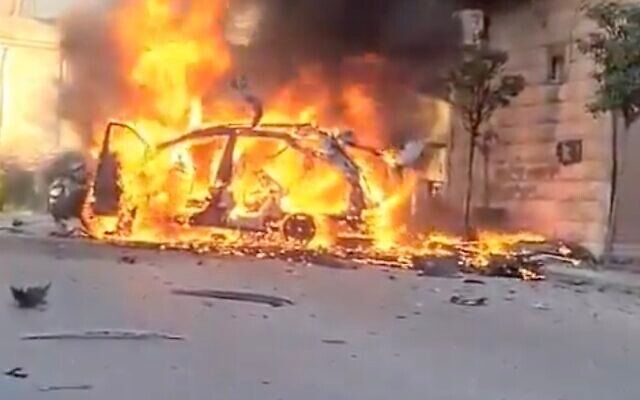 Video footage from the Lebanese town of Nabatieh, located approximately 11 kilometres from Israel's northern border, captured the aftermath of the strike, showing a car engulfed in flames Video footage from the Lebanese town of Nabatieh, located approximately 11 kilometres from Israel's northern border, captured the aftermath of the strike, showing a car engulfed in flames