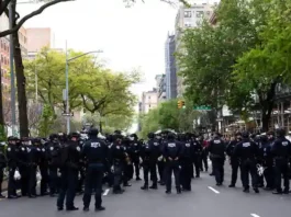 Scores of officers climbed through a window to enter the occupied building, swiftly apprehending multiple protesters who were then taken into custody and removed from campus on buses