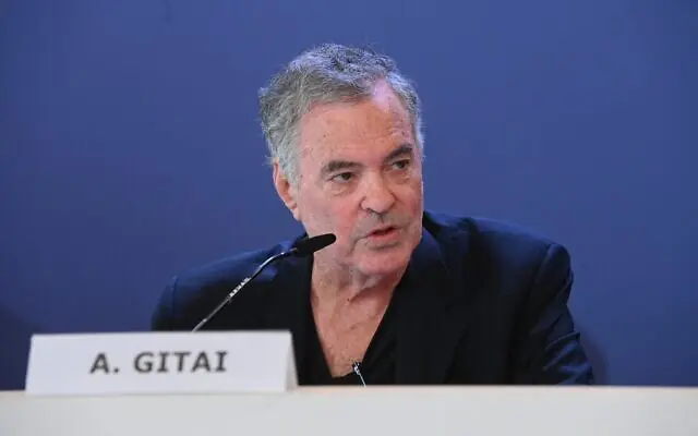 Filmmaker Amos Gitai speaking at a press conference ahead of the Venice Film Festival screening of his latest film, 'Why War,' on August 31, 2024 (Credit: Giorgio Zucchiatti La Biennale di Venezia - Foto ASAC)