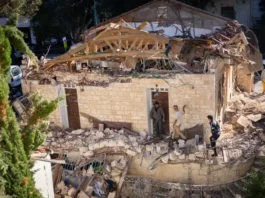 The attack, which targeted the city’s Keller Street, caused significant structural damage, particularly to the roof of Beit Keller