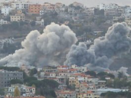 Smoke rises from the site of an Israeli airstrike on Hezbollah in Khiam village in southern Lebanon on October 31, 2024. (AFP)