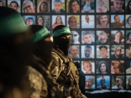Illustrative image of Hamas terrorists. (photo credit: Canva, MAHMUD HAMS/AFP via Getty Images, YONATAN SINDEL/FLASH 90)