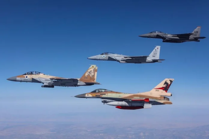 IAF jets launched to intercept Iranian UAVs also targeted Gaza with leftover munitions, June 13, 2025. (Credit: IDF Spokesperson’s Unit) IAF jets launched to intercept Iranian UAVs also targeted Gaza with leftover munitions, June 13, 2025. (Credit: IDF Spokesperson’s Unit)