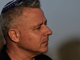 Ex-IDF Brig. Gen. Oren Solomon addresses media at the Nova Festival site on October 8, 2025, Israel