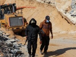 ICRC workers search Gaza City for hostage remains, October 28, 2025, amid mounting accusations of Hamas staging recovery operations