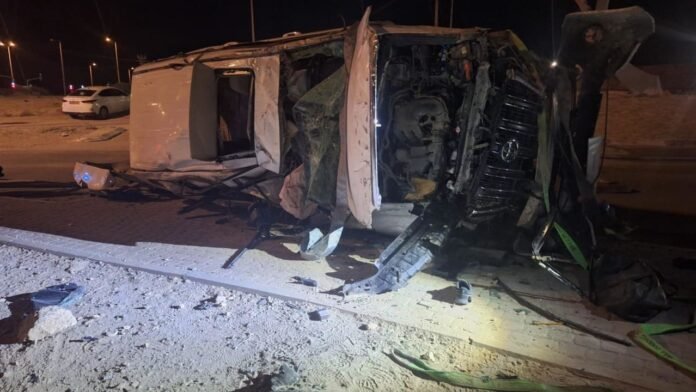 Police vehicles at a nighttime scene after a deadly crash ended a high-speed chase in southern Israel Police vehicles at a nighttime scene after a deadly crash ended a high-speed chase in southern Israel