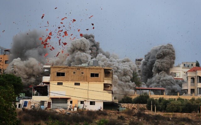 Rescuers inspect destruction after Israeli airstrikes in Tayr Debba, southern Lebanon, on November 6, 2025. (Mahmoud ZAYYAT / AFP)