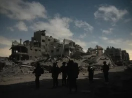 IDF soldiers searching a building in eastern Rafah during operations targeting Hamas militant infrastructure