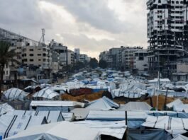 IDF Returns Israelis Who Entered Gaza as Troops Kill Two Infiltrators A yellow border mark in Gaza City designates the Yellow Line under the ongoing ceasefire agreement