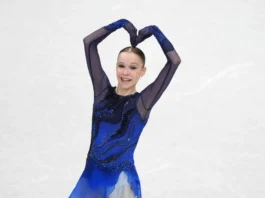 Mariia Seniuk performs her short program at Milan’s Forum di Assago, advancing despite political tensions and scattered boos